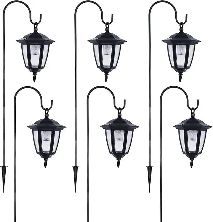 Dynaming 6 Pack Solar Hanging Lights Outdoor, Solar Powered Garden Decorative Lanterns with 6 x 38 Inch Shepherd Hooks, Waterproof Landscape Lighting for Lawn Patio Yard Pathway Driveway, Warm White by GreenHaven Gardens