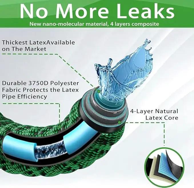 J&B XpandaHose 75ft Expandable Garden Hose with Holder - Heavy Duty Superior Strength 3750D - 4 -Layer Latex Core - Extra Strong Brass Connectors and 10 Spray Nozzle w/Storage Bag (Green 75) by GreenHaven Gardens