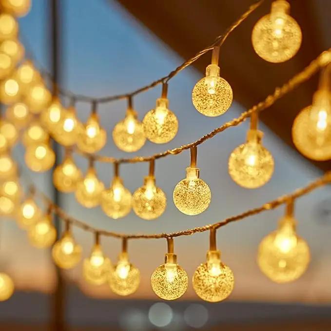 Battery Operated Globe String Lights,Water Proof 33 FT 80 LED Crystal Ball String Lights 8 Modes With Remote Control ,Indoor Outdoor LED Fairy Lights for Home, Christmas, Party Patio, Warm White by GreenHaven Gardens