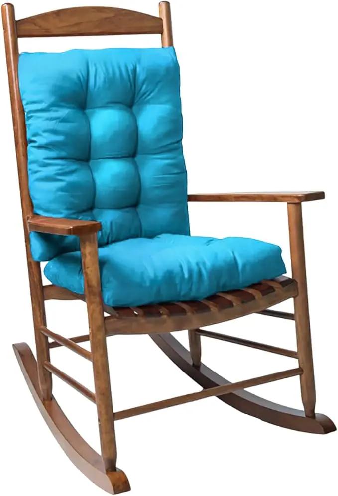 1 Pack Patio Chair Cushion, Rocking Chair Cushion with Ties Overstuffed Seat Back Cushion Pad for Outdoor Indoor Use, Blue by GreenHaven Gardens