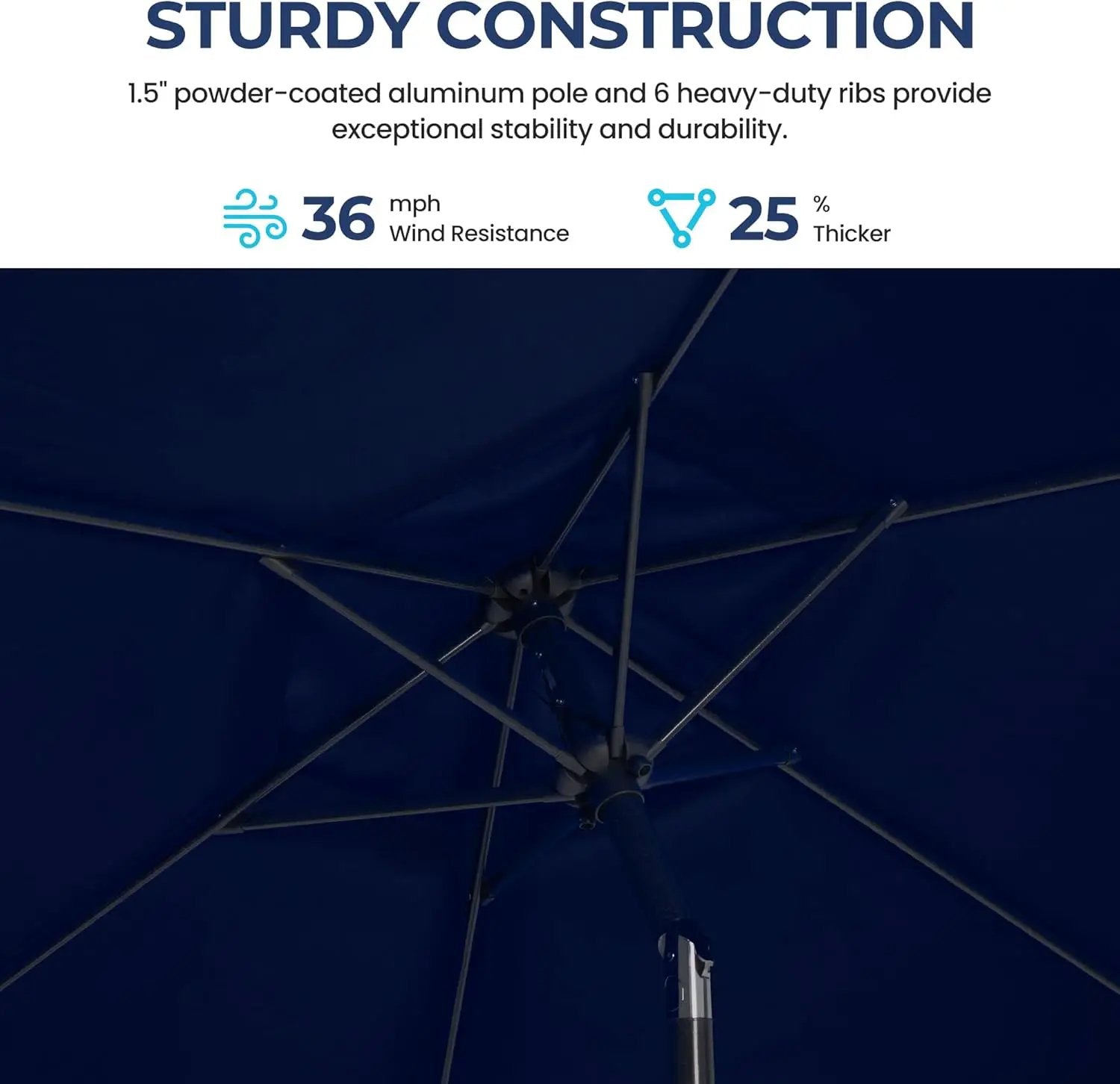 Aok Garden 7.5 ft Patio Umbrella Outdoor Market Umbrella Tilt Button and Crank 6 Ribs for Deck Lawn Pool& Backyard by GreenHaven Gardens