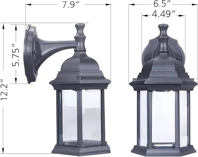 LIT-PaTH Outdoor Wall Lantern, Wall Sconce as Porch Lighting Fixture, E26 Medium Base Max 60W, Aluminum Housing Plus Glass, Matte Black Finish, 1-Pack by GreenHaven Gardens