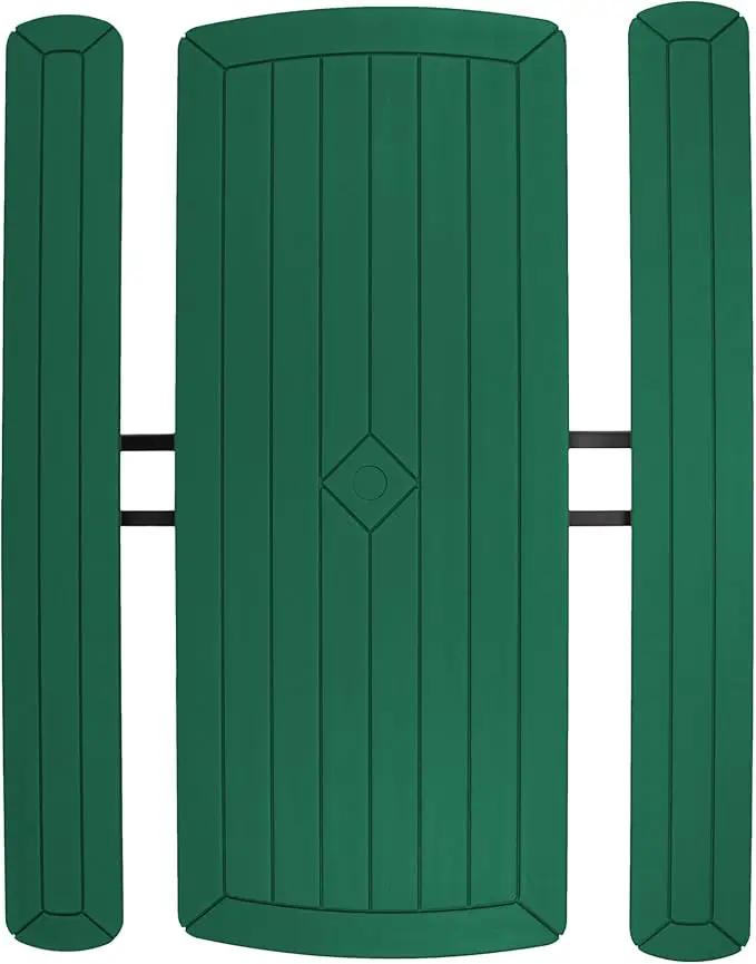 OEF Furnishings Heavy Duty Blow Molded Folding Picnic Table - Green, Black Frame by GreenHaven Gardens