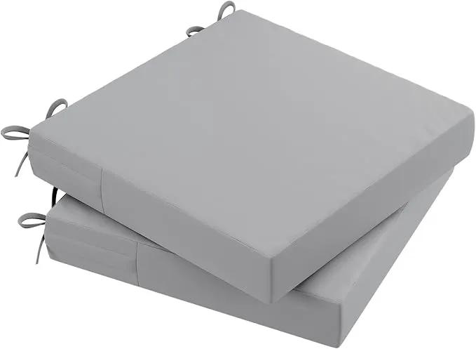 AAAAAcessories Outdoor Seat Cushions for Chairs, Waterproof, Fade-Resistant Patio Furniture Replacement Cushions, 19" x 19" x 3", Set of 2, Gray by GreenHaven Gardens