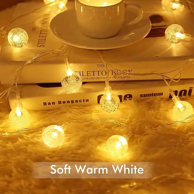 Battery Operated Globe String Lights,Water Proof 33 FT 80 LED Crystal Ball String Lights 8 Modes With Remote Control ,Indoor Outdoor LED Fairy Lights for Home, Christmas, Party Patio, Warm White by GreenHaven Gardens