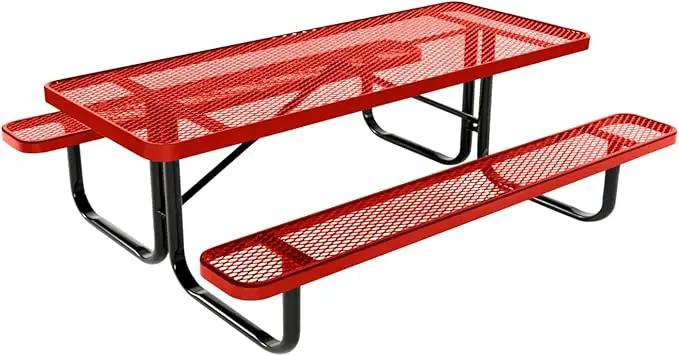 Coated Outdoor Furniture Heavy-Duty Portable Outdoor Kids Table, Expanded Metal Kids Picnic Table, Commercial-Grade Picnic Table, Made in America (6ft Rectangular, Childrens, Red) by GreenHaven Gardens