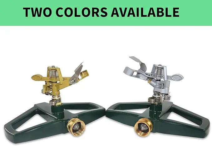 Impact Sprinklers for Yard with Metal Base, Heavy Duty Zinc Alloy Water Sprinkler for Lawn, Automatic 360° Roating for Large Lawn and Garden, Coverage up to 5,800 Sq.Ft, Silver by GreenHaven Gardens