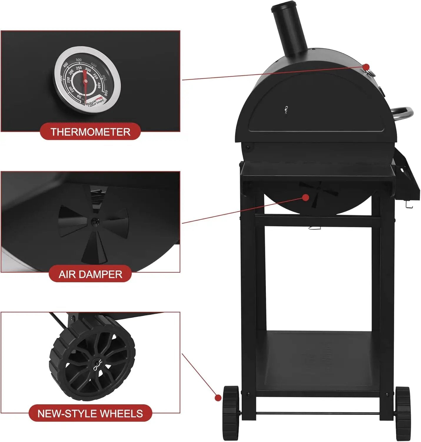 Royal Gourmet CC1830T 30-Inch Barrel Charcoal Grill with Warming Rack & Front Storage Basket, Outdoor BBQ Grill with 627 sq. in. Grilling Area for Backyard Barbecue Cooking Party, Black by GreenHaven Gardens