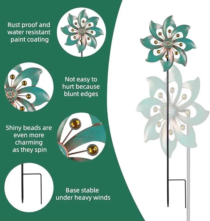 VEWOGARDEN Garden Decor Wind Spinners, Small Waterproof Metal Pinwheels Wind Spinner for Yard and Garden 37 * 10inches (Single Blade) by GreenHaven Gardens