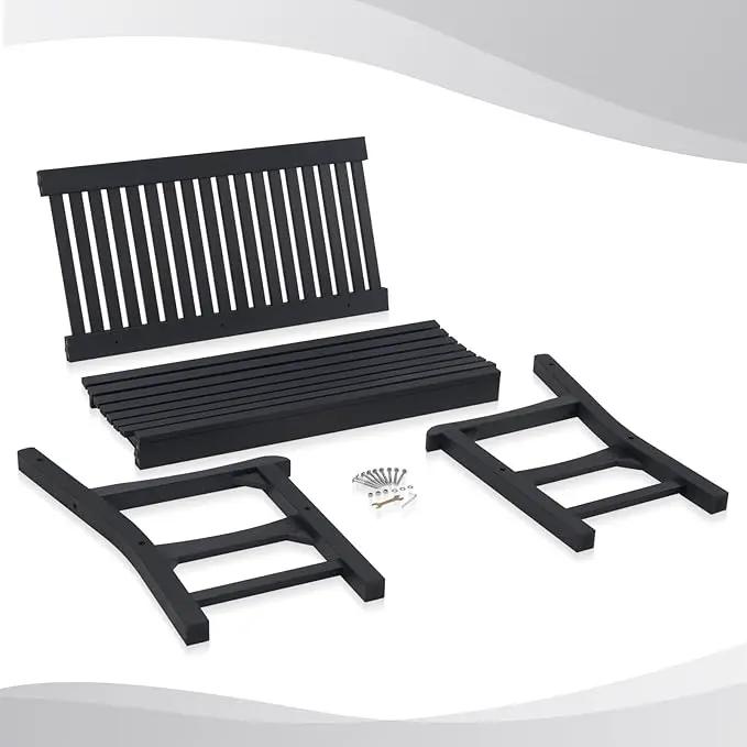 Psilvam Garden Bench, 2-Person Poly Lumber Patio Bench, All-Weather Outdoor Bench That Never Rot, Memorial Bench, Suit for Garden, Porch and Park (Black) by GreenHaven Gardens