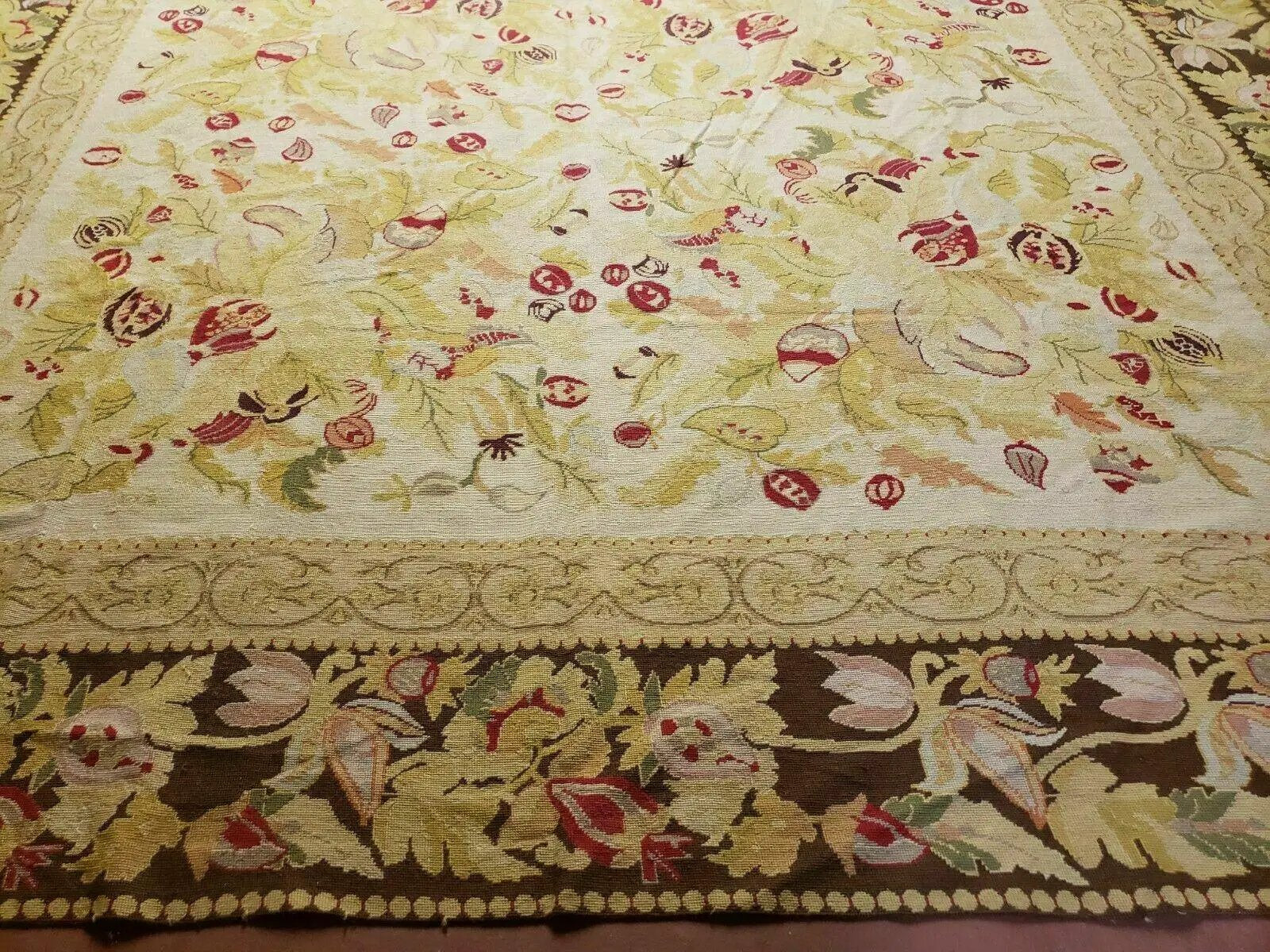 9' X 11' Handmade Chinese Needlepoint Wool Floral Rug Carpet Rose Garden Chic by Jewel Rugs