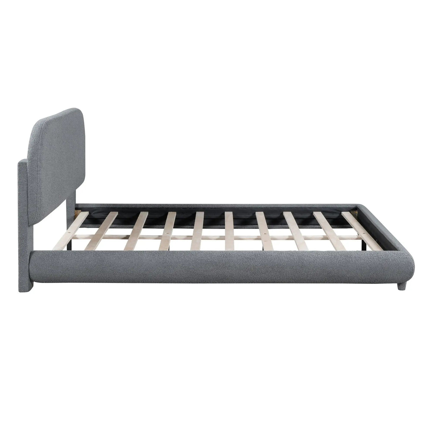Upholstered Platform Bed With Thick Solid Frame And Stylish Curve-Shaped Design by HouseOfZazla