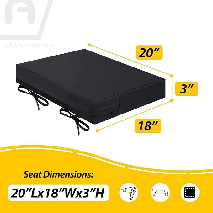 AAAAAcessories Outdoor Seat Cushions for Chairs, Waterproof, Fade-Resistant Patio Furniture Replacement Cushions, 20" x 18" x 3", Set of 2, Black by GreenHaven Gardens