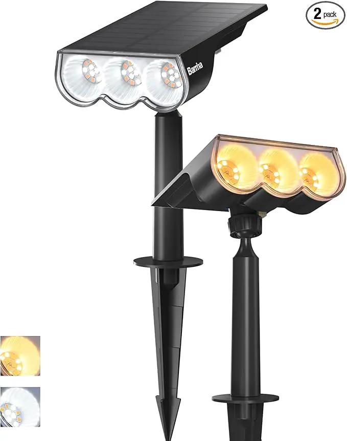 Barrina Solar Spot Lights Outdoor, 2-in-1 6500K & 2700K,360° Adjustable,3 Lighting Modes Solar Lights Waterproof, Auto On/Off 36 LEDs Landscape Spotlights for Garden Patio Yard Pool, 2 Packs by GreenHaven Gardens