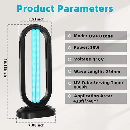 UV Light Sanitizer,4-Speed Timing and Remote Control UVC Home Disinfection Device,Ultraviolet Light Sanitizer for Bed Bugs and Dust Mites,UV Lamp for Whole Room,Black by GreenHaven Gardens