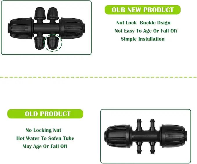 13 Pcs Drip Irrigation Fittings for 1/2 Inch Tubing (1/2" ID x 0.65" OD) to 1/4 Inch Irrigation Tubing, Locked Barbed 1/2" to 1/4" Reducing Tee Connector Drip Line Parts by GreenHaven Gardens