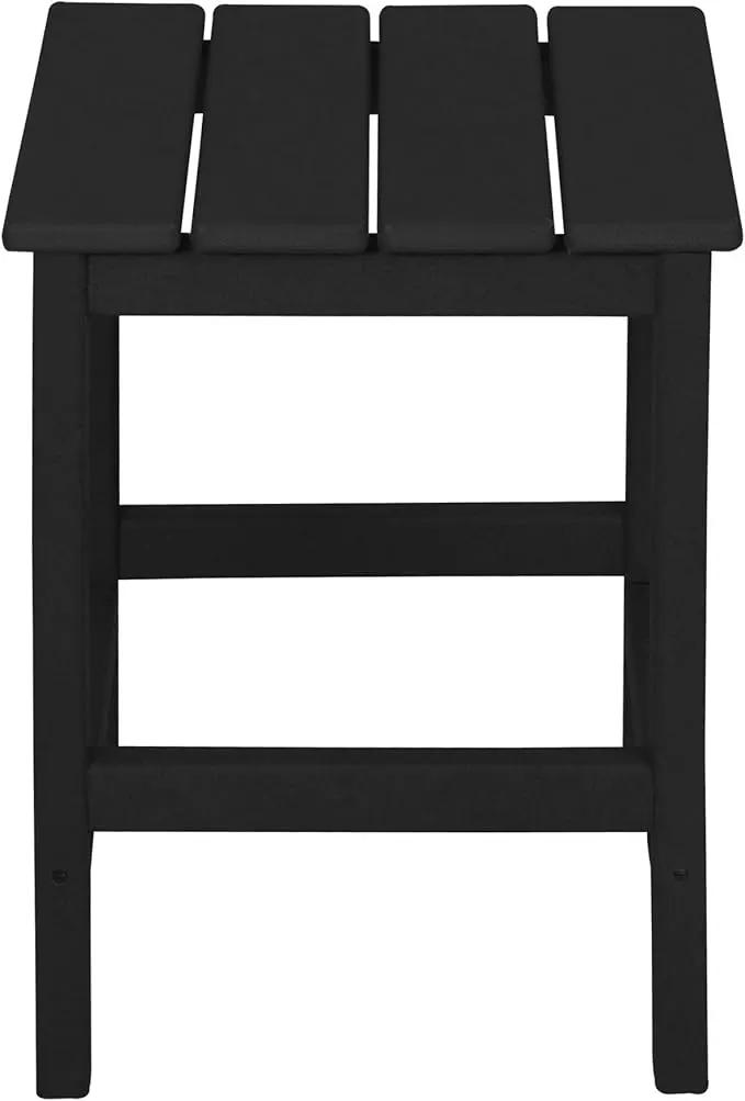 WO Home Furniture Adirondack Chairs Table Set of 3 PCS Outdoor Folding Chairs Side End Table Weather/UV Resistant for Lawn, Garden, Bon Fire, Balcony (Black) by GreenHaven Gardens