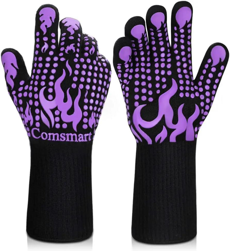 Comsmart BBQ Gloves, 1472 Degree F Heat Resistant Grilling Gloves Silicone Non-Slip Oven Gloves Long Kitchen Gloves for Barbecue, Cooking, Baking, Cutting by GreenHaven Gardens