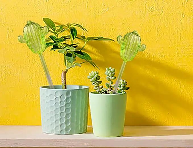 Ahhute Self Watering Globes Cactus Shape, Glass Plant Watering Globes, Self Watering Planter Insert, Cacti Plant Watering Devices, Automatic Plant Waterer Indoor, Watering Bulbs, 3 Pack by GreenHaven Gardens