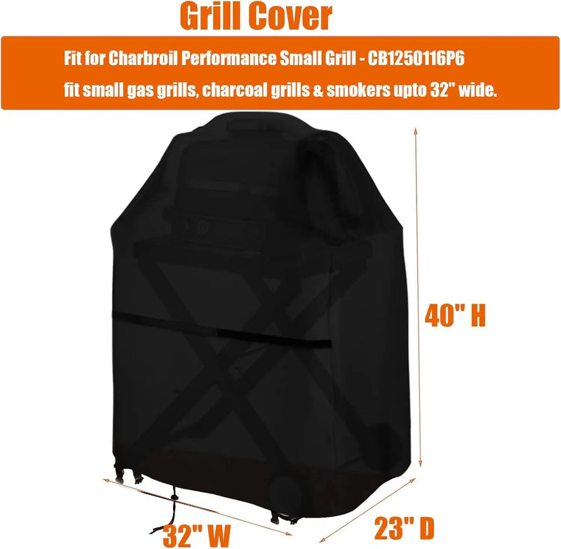 Grills Cover for Charbroil Performance Small Grill - CB1250116P6, Waterproof Gas Charcoal Smokers Grill Covers-32 W x 23" D x 40" H by GreenHaven Gardens