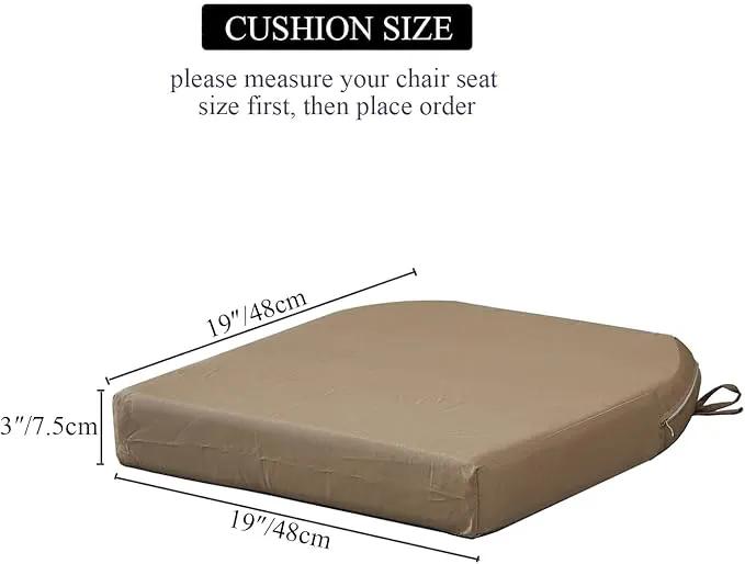 19 x 19 Inch Outdoor Seat Cushions for Patio Furniture with Non Slip and Ties Waterproof & UV Resistant Round Corner Outdoor Chair Cushions Replacement Set of 2, Khaki by GreenHaven Gardens