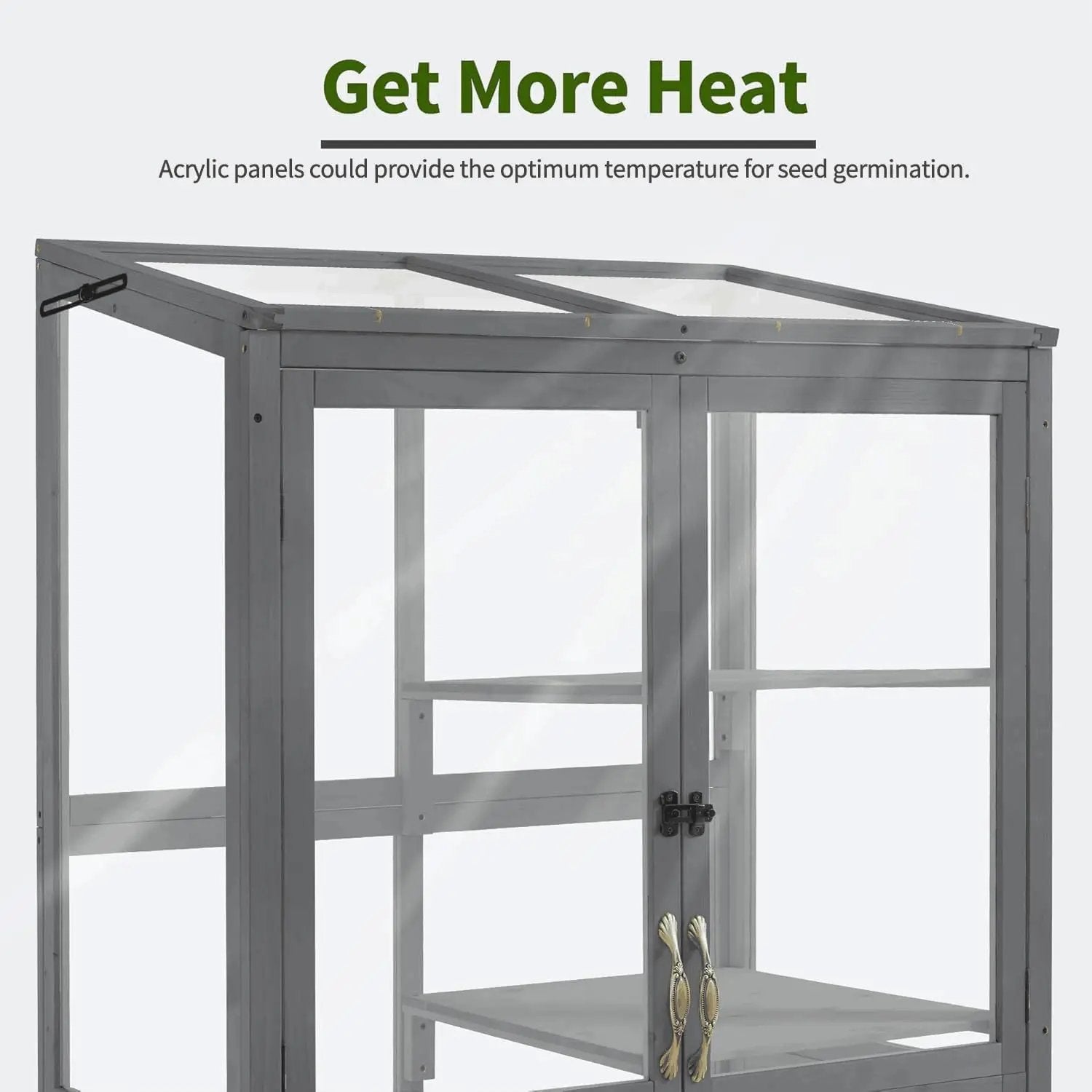 Macrout Cold Frame Greenhouse, Tall Wooden Greenhouse for Outdoor Indoor Use with Polycarbonate Panels, 3 Tier Garden Cold Frame with Drawer and Shelves, 0864 (Dark Grey) by GreenHaven Gardens