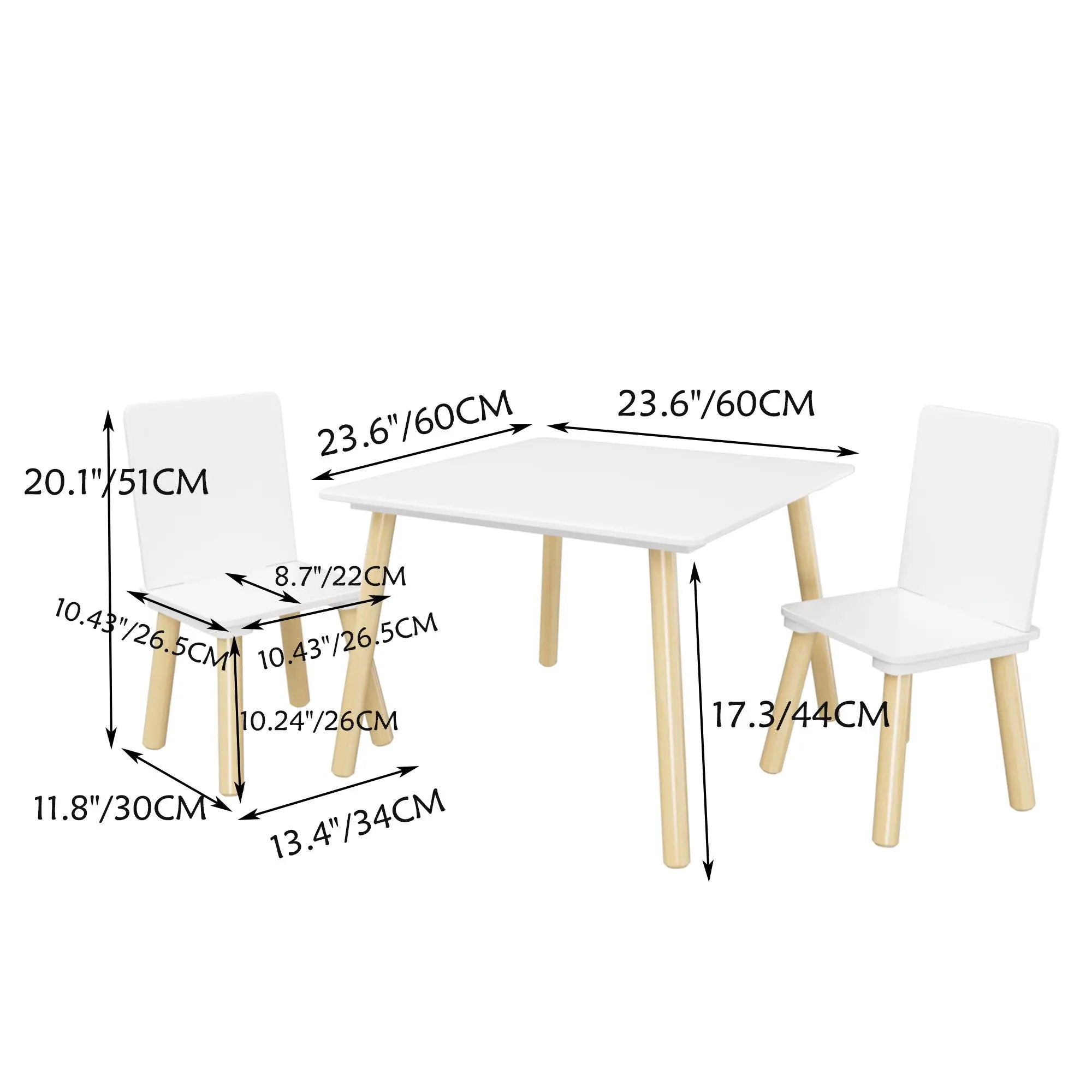 Kids Table And 2 Chairs Set, 3 Piece Toddler Activity Play - White by HouseOfZazla