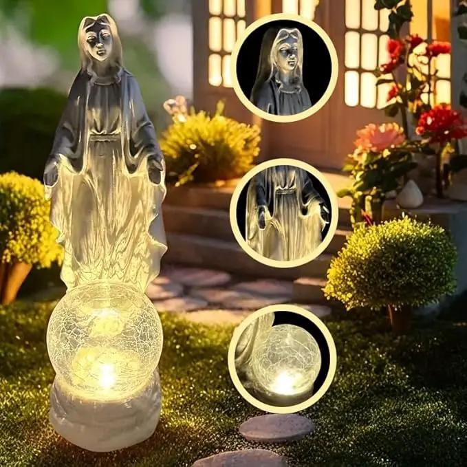 Solar Garden Decor Virgin Mary Figure with Lights,Blessed Mother Outdoor Statue for Home/Garden Decor, Gift for Women/Monther(11.22" H) by GreenHaven Gardens