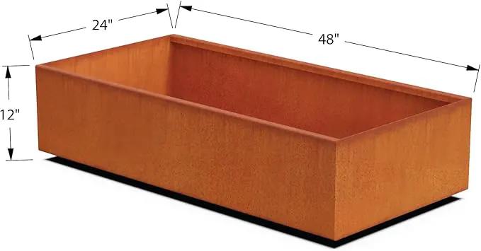 Corten Steel Planter Rectangle Outdoor Metal Garden Box Heavy Duty | Made in USA | Fully Assembled by GreenHaven Gardens