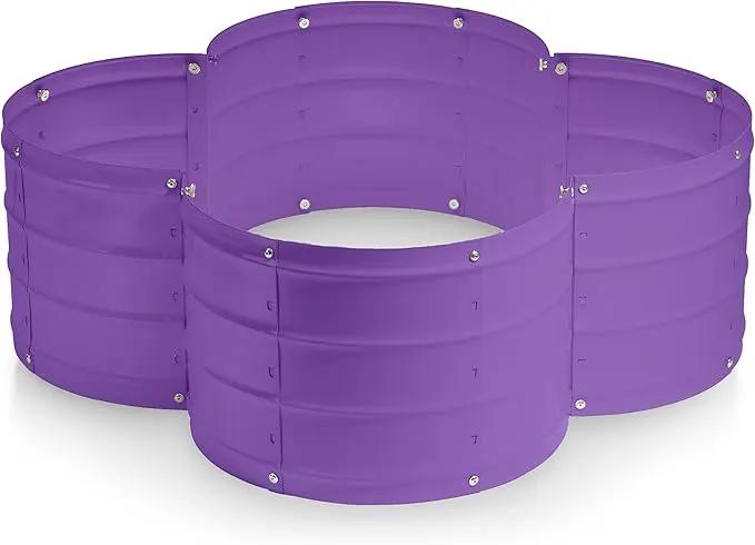 Galvanized Raised Garden Beds Outdoor // 3×3×1 ft Planter Raised Beds for Gardening, Vegetables, Flowers // Large Metal Garden Box (Purple) // Patented Tool-Free Design by GreenHaven Gardens