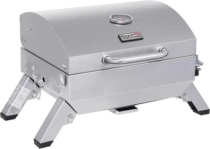 Royal Gourmet GT1001 Stainless Steel Portable Grill, 10000 BTU BBQ Tabletop Gas Grill with Folding Legs and Lockable Lid, Outdoor Camping, Deck and Tailgating, Silver by GreenHaven Gardens