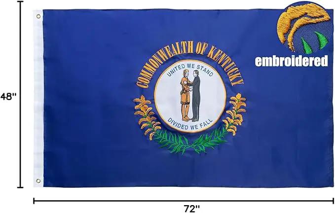 TOPFLAGS Kentucky State Flag 4x6 Outdoor KY Flags Embroidered Longest Lasting Heavy Duty Polyester Stronger Brass Grommets 4 Stitched Hemming Perfect for Outside by GreenHaven Gardens