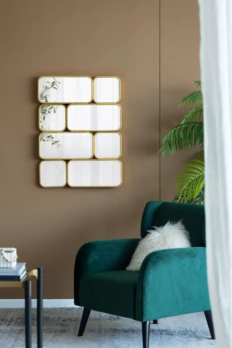 Mirror With en Metal Framed Decorative Rectangle Mirror For Bedroom Dressing Room, Hallway Or Living Spac - Gold by HouseOfZazla