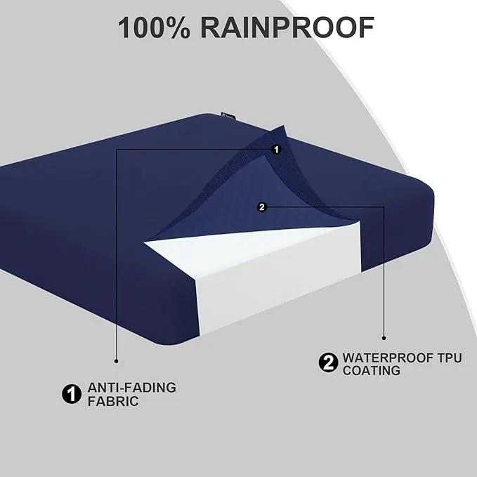 Favoyard Outdoor Chair Cushion 22 x 22 x 3 Inch Rainproof & 3-Year Fade Resistant Patio Furniture Cushions with Removable Cover and Adjustable Ties for Garden Sofa Couch Pads Set of 2, Blue by GreenHaven Gardens