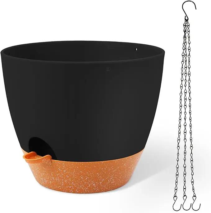 GARDIFE Large Hanging Planter, 12 inch Hanging planters for Indoor. Outdoor Plants, Self Watering Plant Pot, Plant Hanger, Black by GreenHaven Gardens