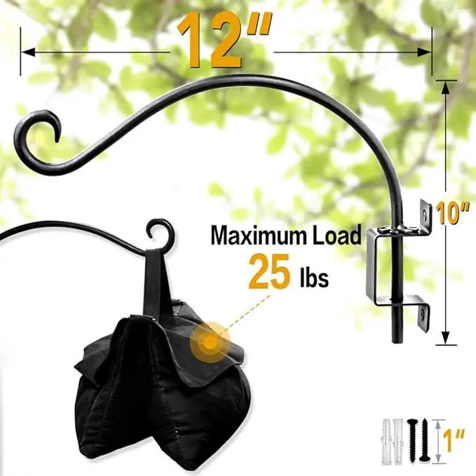 AJART Bird Feeder Hanger of Swivel Hanging Plant Bracket for Outdoor(Black) More Suitable for Outside birdhouses Plant Hooks (12"-2PCs) by GreenHaven Gardens