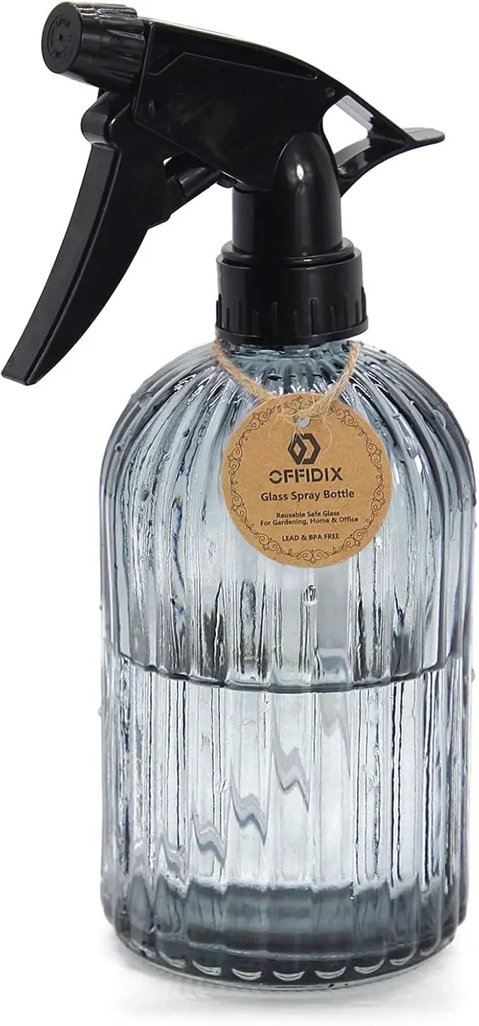 OFFIDIX Glass Spray Bottle, Garden Plants Indoor Plant Mister with Adjustable Nozzle, 0.4L/13.5oz Pressure Watering Can Handheld Spray Bottle for Outdoor Indoor Plants and Cleaning Work (Gray) by GreenHaven Gardens