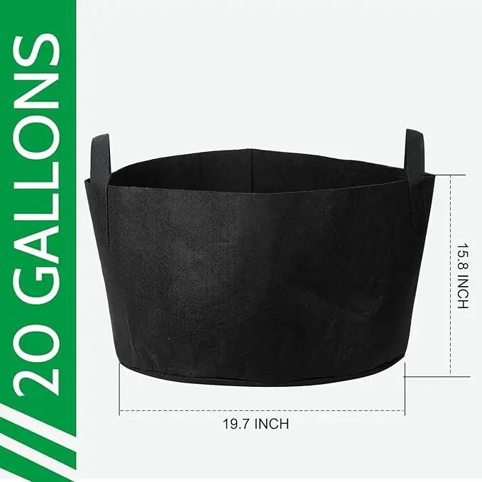 JERIA 12-Pack 20 Gallon, Vegetable/Flower/Plant Grow Bags, Aeration Fabric Pots with Handles (Black), Come with 12 Pcs Plant Labels by GreenHaven Gardens