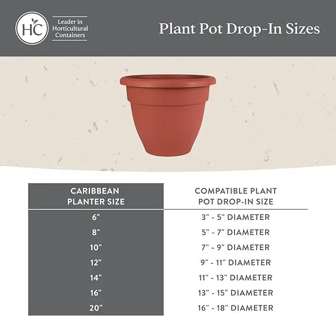 The HC Companies 14 Inch Caribbean Planter - Lightweight Indoor Outdoor Plastic Plant Pot for Herbs and Flowers, Warm Gray by GreenHaven Gardens
