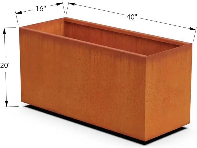 40-Inch Corten Steel Planter Box - Extra Large Rectangular Planter for Outdoor Plants | Modern Heavy Duty Design | Made in USA by GreenHaven Gardens
