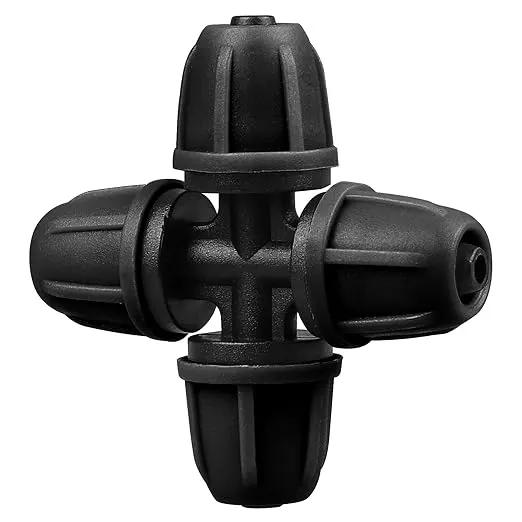 Upgraded 1/4" Drip Irrigation Cross Fittings：24 Pieces Leak Free Lock Barbed 4 Way Tee Connectors for 1/4 Inch Irrigation Tubing Quick Connect Parts for Garden Landscape System by GreenHaven Gardens