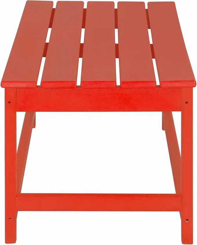 WO Home Furniture Adirondack Chairs Table Set of 3 PCS Outdoor Folding Chairs Coffee Table Weather/UV Resistant for Lawn, Garden, Bon Fire, Balcony (Red) by GreenHaven Gardens