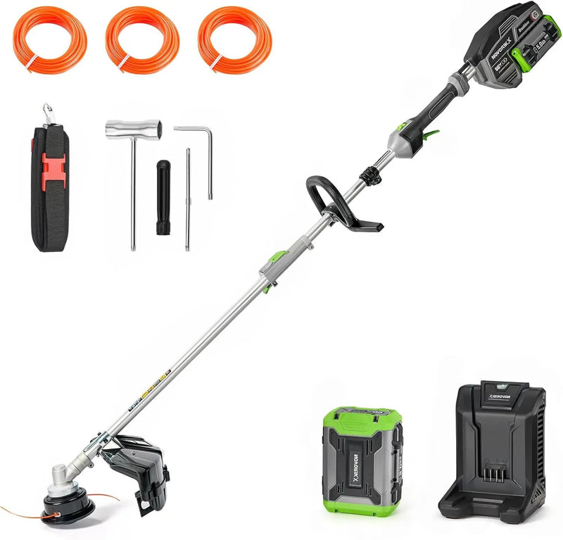 60V Lithium Ion Cordless String Trimmer, 17 Inch Two Speed Brushless String Trimmer with 5.0Ah Battery and Charger by GreenHaven Gardens