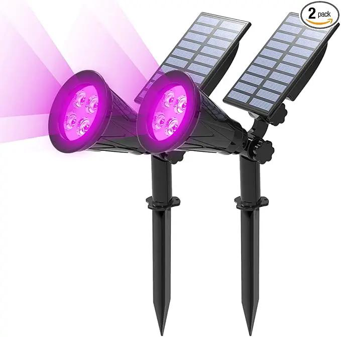 T-SUN [2 Pack] LED Solar Spotlights, Waterproof Outdoor Security Landscape Lamps, Auto-on/Auto-Off by Day, 180 Angle Adjustable for Tree, Patio, Yard, Garden, Driveway, Stairs, Pool Area(Purple) by GreenHaven Gardens