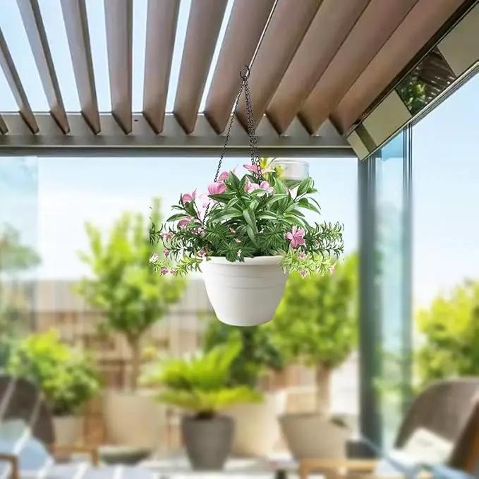 5-Pack 10 inch Garden Pots, Round Flower Pots with Drainage Holes, Thick Sturdy Traditional Plastic Planters Indoor and Outdoor(White) by GreenHaven Gardens