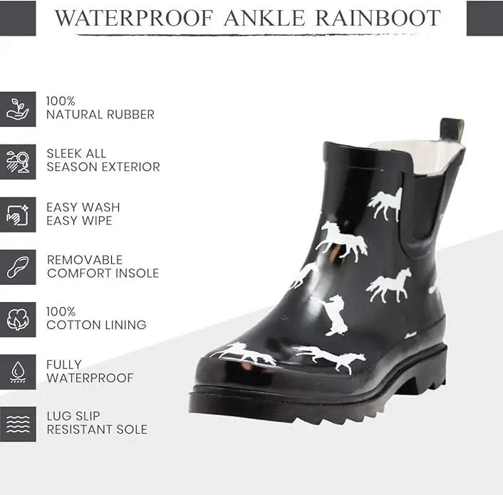NORTY - Womens Ankle Rain Boots - Ladies Waterproof Winter Spring Garden Boot runs ½ size large by GreenHaven Gardens
