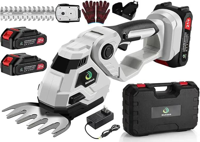 Cordless Hedge Trimmer,2 in 1 Cordless Grass Shear & Hedge Shear/Shrubbery Trimmer with Dual-Action Blade Cutting Capacity,Hedge Shear with 2 PCS Rechargeable Battery and Charger for Garden,Lawn by GreenHaven Gardens