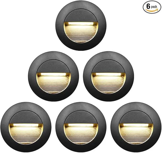 6Pcs 3W LED Recessed Wall Light, Step Light Warm White 3000K, Stair Light Staircase Light Lighting lamp, Inside Outside Garden Balcony Corridor, Aluminum, 120V Black by GreenHaven Gardens