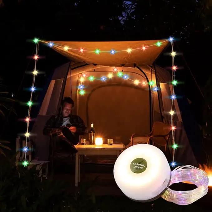 TRIROCKS 2 Pack Camping String Lights Portable Outdoor Hanging Lights 26.24Ft with 5 Lighting Modes IPX4 Waterproof Rechargeable LED Fairy String Lights for Garden Yard Christmas Party Camping Hiking by GreenHaven Gardens