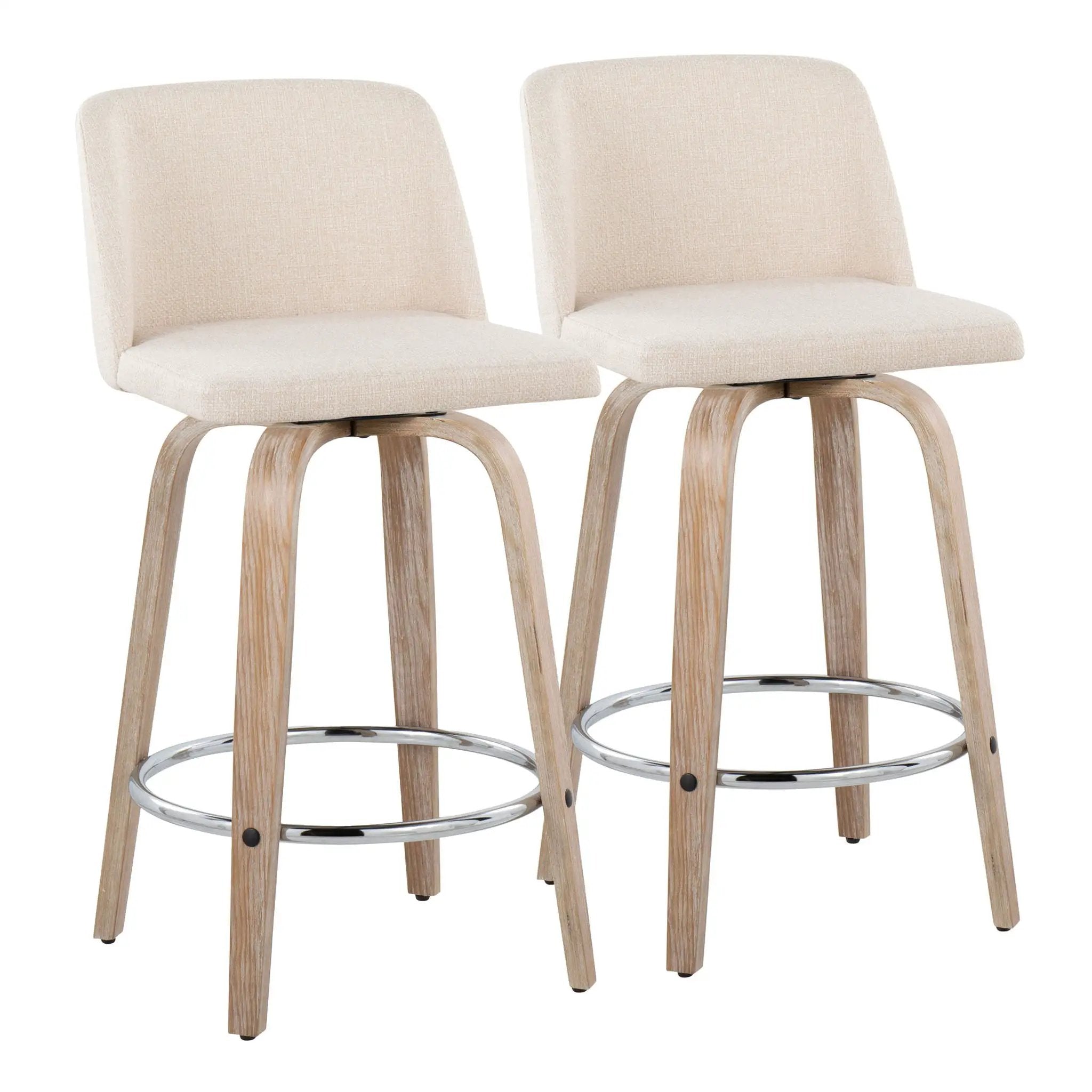 Toriano - Contemporary Fixed Height Counter Stool With Swivel & Round Footrest Modern Design (Set of 2) by HouseOfZazla
